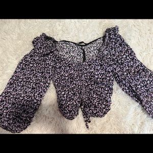 Purple Flowers detail Zara Top